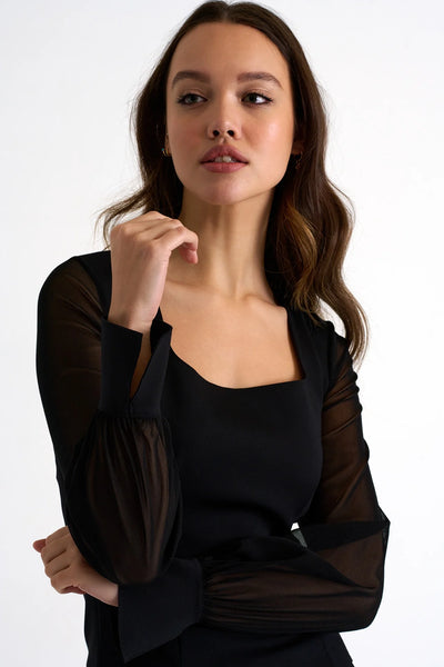 Mesh Puff Sleeve Top-SHAN-Maison Femme Boutique