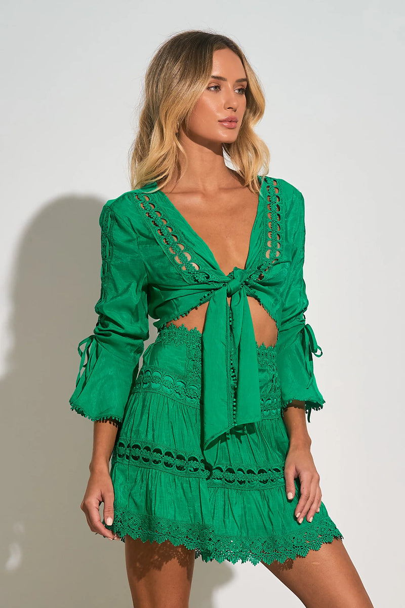 Green Two Piece Cover Up Set-Maison Femme Boutique-Maison Femme Boutique