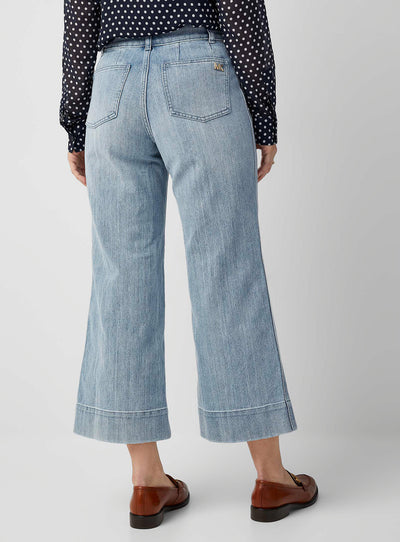 Buttoned-Waist Cropped Wide-Leg Jean-Michael Kors-Maison Femme Boutique