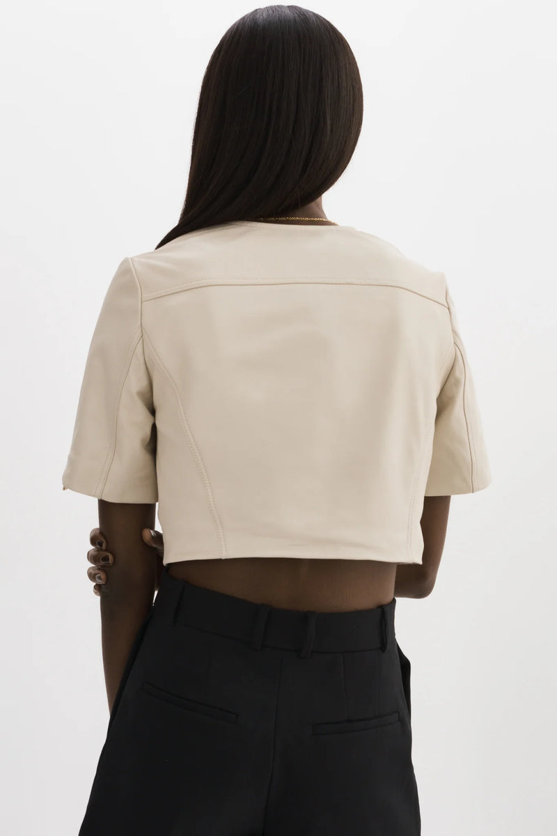Kirsi Cropped Leather Jacket-LAMARQUE-Maison Femme Boutique