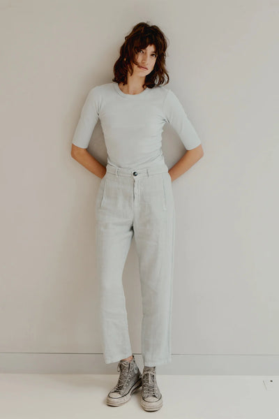 Linen Trousers (Grey)-PENN & INK-Maison Femme Boutique
