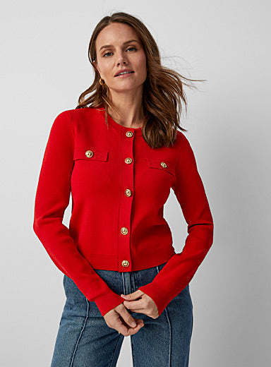 Michael Kors Red Sweater with Gold Buttons-Michael Kors-Maison Femme Boutique