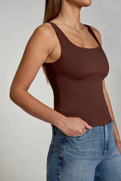 Body Hug Tank In Chocolate-Pure And Simple-Maison Femme Boutique