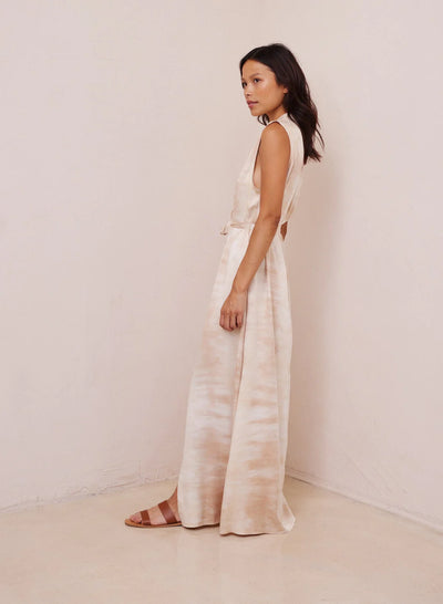 Satin Side Slit Maxi Dress - Dune Dye-Bella Dahl-Maison Femme Boutique