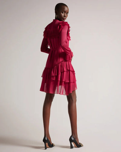 Anastai Ruffle Detail Mini Shirt Dress-Ted Baker-Maison Femme Boutique