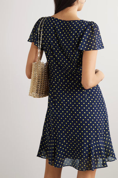 Cutout Polka-Dot Georgette Mini Dress-Michael Kors-Maison Femme Boutique