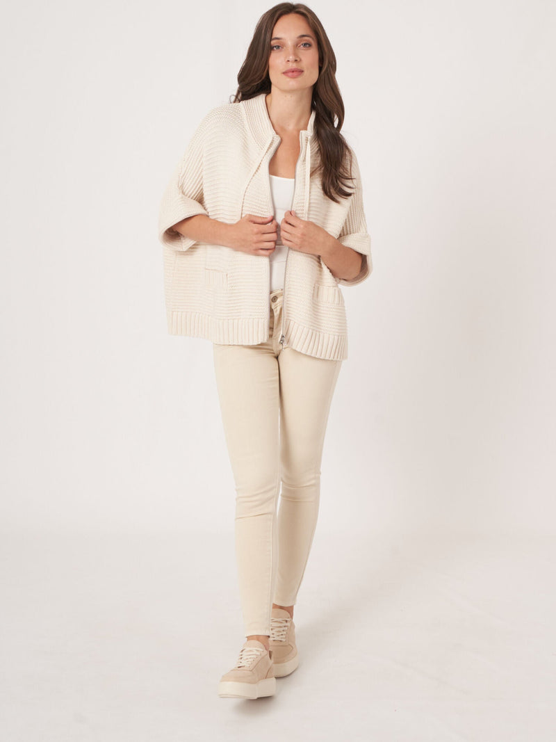 Knitted Cotton Poncho-Repeat Cashmere-Maison Femme Boutique