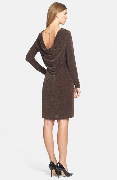 Long Sleeve Metallic Cowl Dress Back Dress-Michael Kors-Maison Femme Boutique
