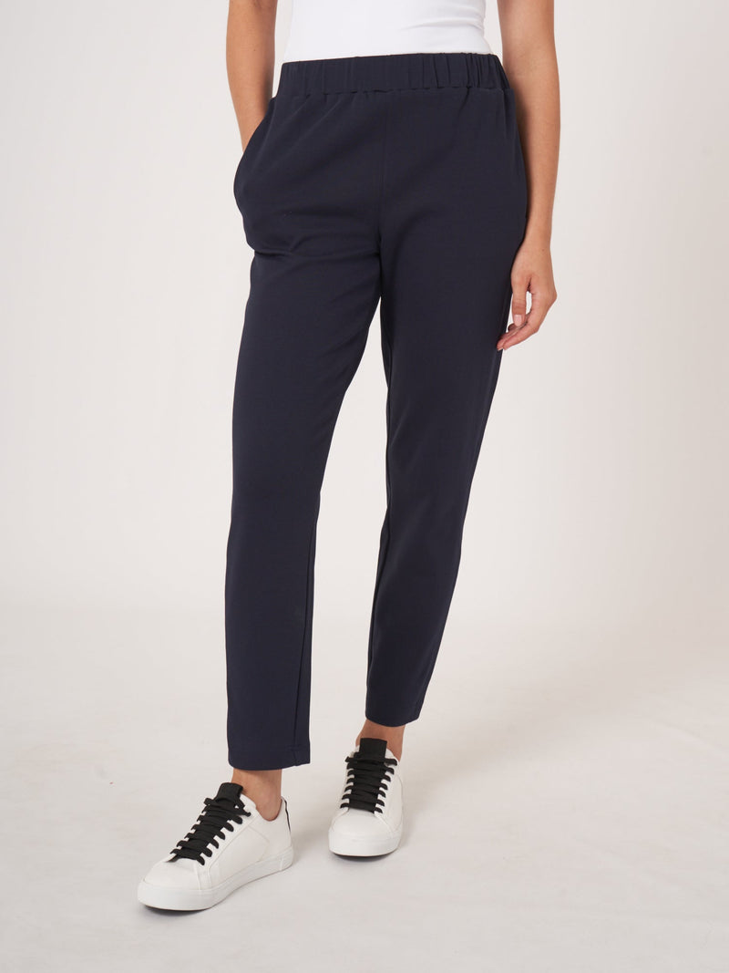 Navy Cotton Knit Pants-Repeat Cashmere-Maison Femme Boutique
