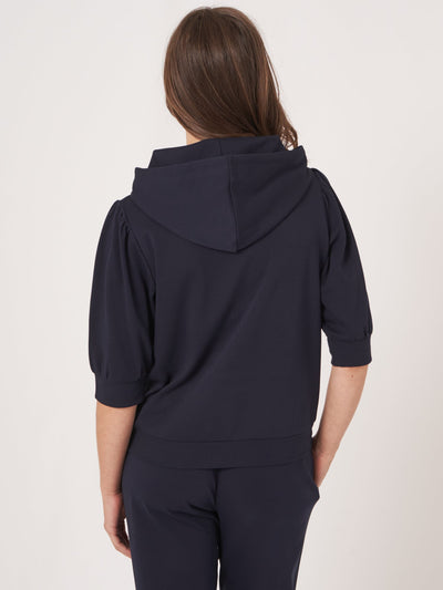 Navy pullover Sweater with Hood-Repeat Cashmere-Maison Femme Boutique