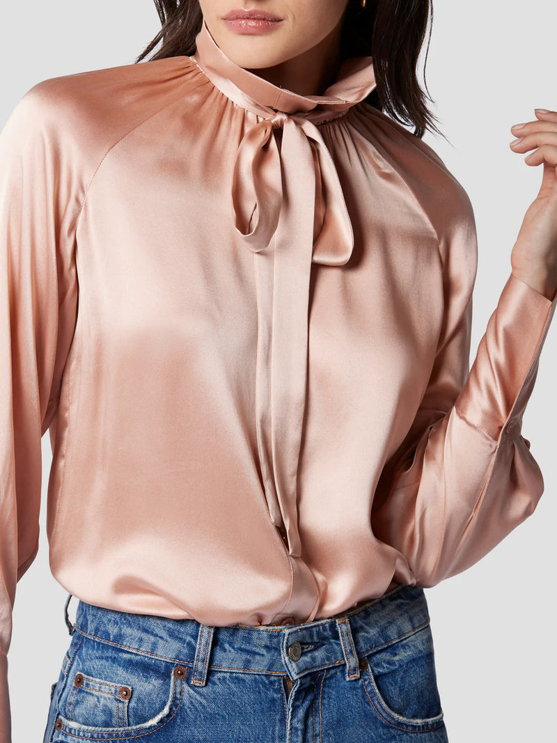 Nela Silk Satin Shirt Misty Rose-equipment-Maison Femme Boutique